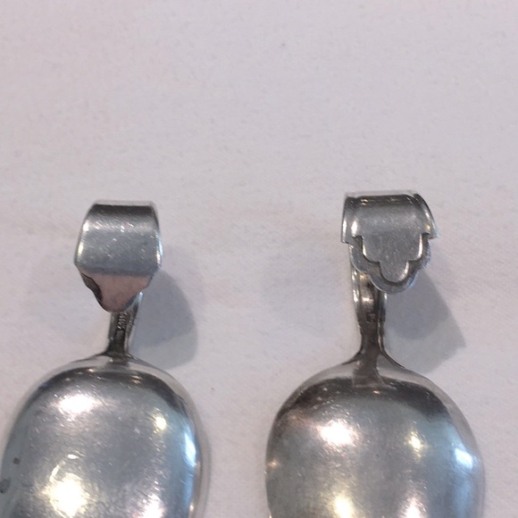 2 Sterling Silver Baby Spoons Curved Handle - Picture 3 of 5